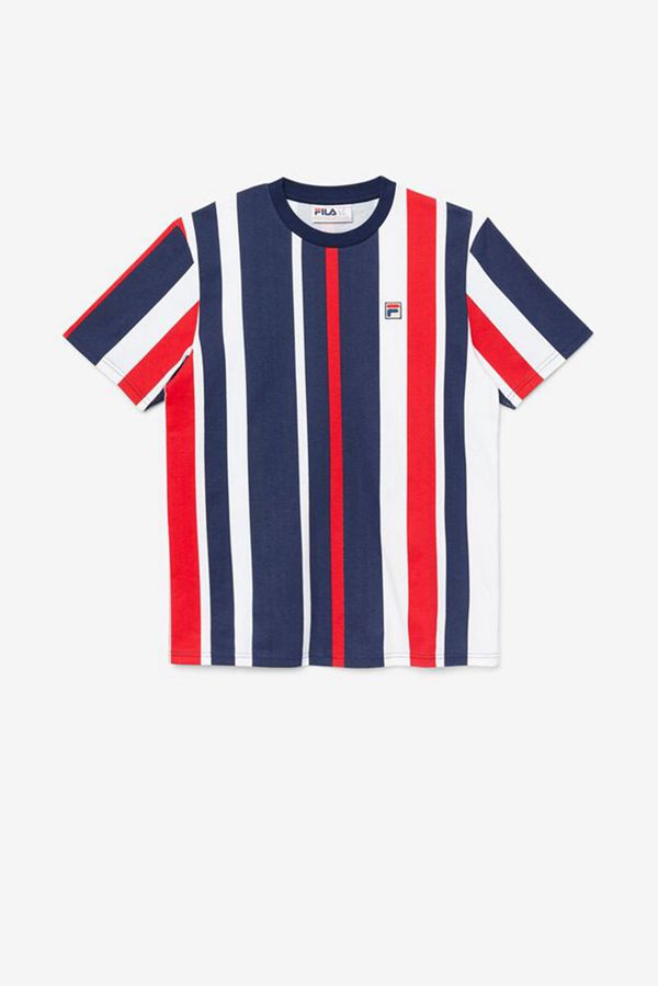 Fila Gach Vertical Striped Men's Tee - Navy,NZ 139-42781